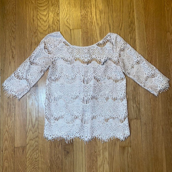 Zara Tops - ZARA Blush Pink Lace Blouse Womens Small Romantic Coquette Feminine Victorian
